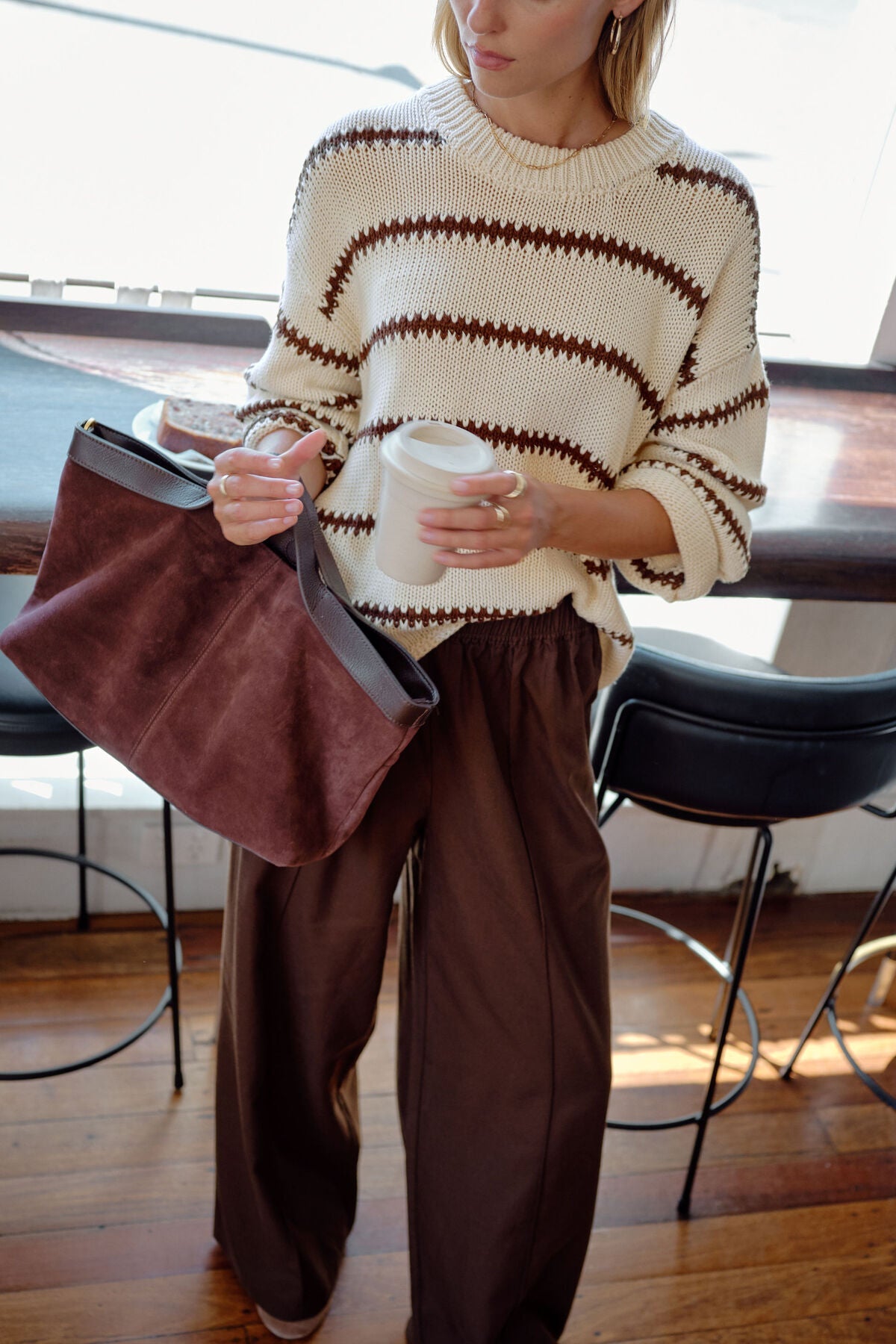 Buy Ceres Life - Lila Oversized Knit Crew - ecru stripe by Ceres Life - at Hamish + Grace