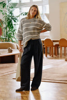 Buy Ceres Life - Lila Oversized Knit Crew - grey marle stripe by Ceres Life - at Hamish + Grace