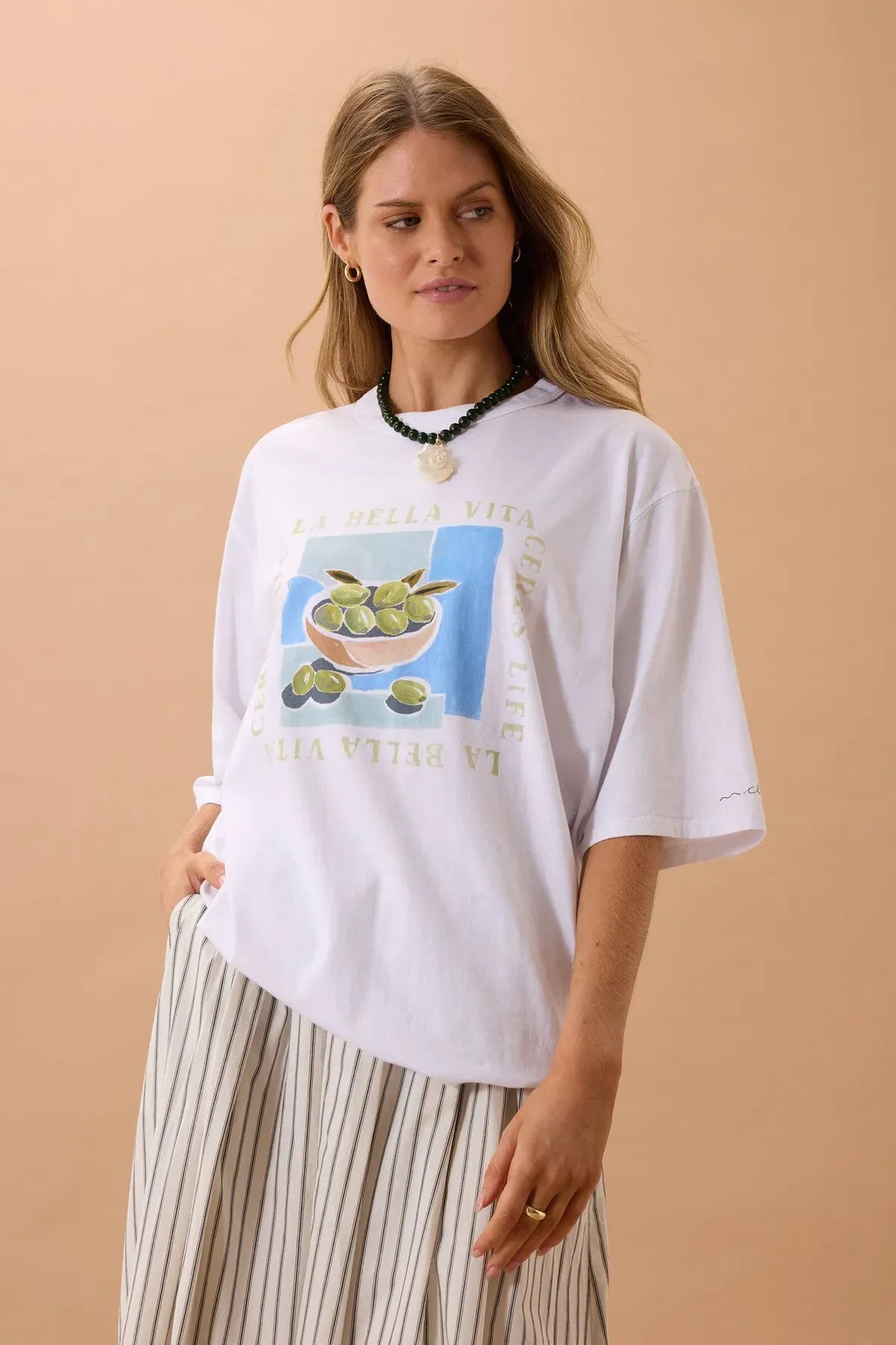 Buy Ceres Life - Liv Oversized Tee white/la belle vita by Ceres Life - at Hamish + Grace