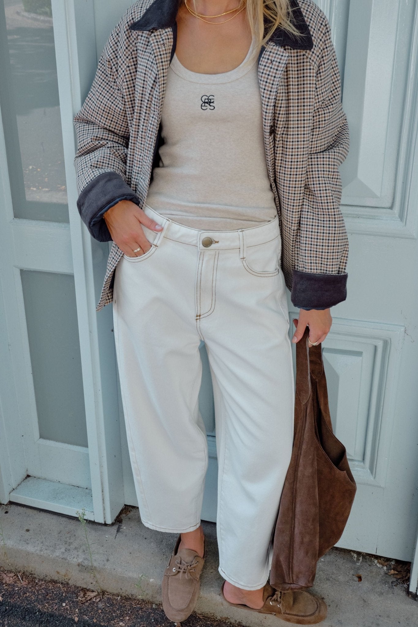 Buy Ceres Life - Maggie Tapered Barrel Jean Cream by Ceres Life - at Hamish + Grace