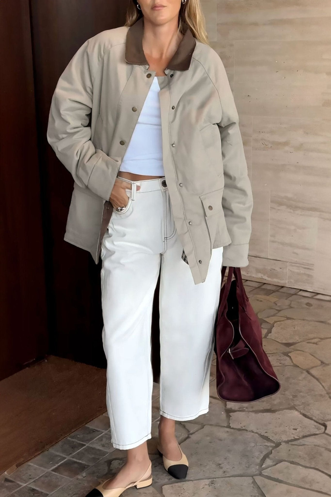 Buy Ceres Life - Maggie Tapered Barrel Jean Cream by Ceres Life - at Hamish + Grace