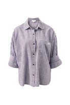 Buy Ceres Life - Miya Shirt - burgundy blue small stripe by Ceres Life - at Hamish + Grace