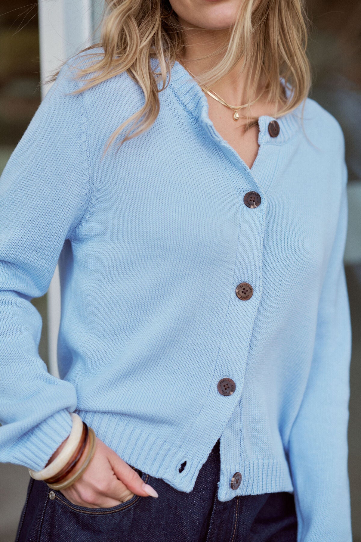 Buy Ceres Life - Nelly Long Sleeve Knit Cardi - Chine Blue by Ceres Life - at Hamish + Grace