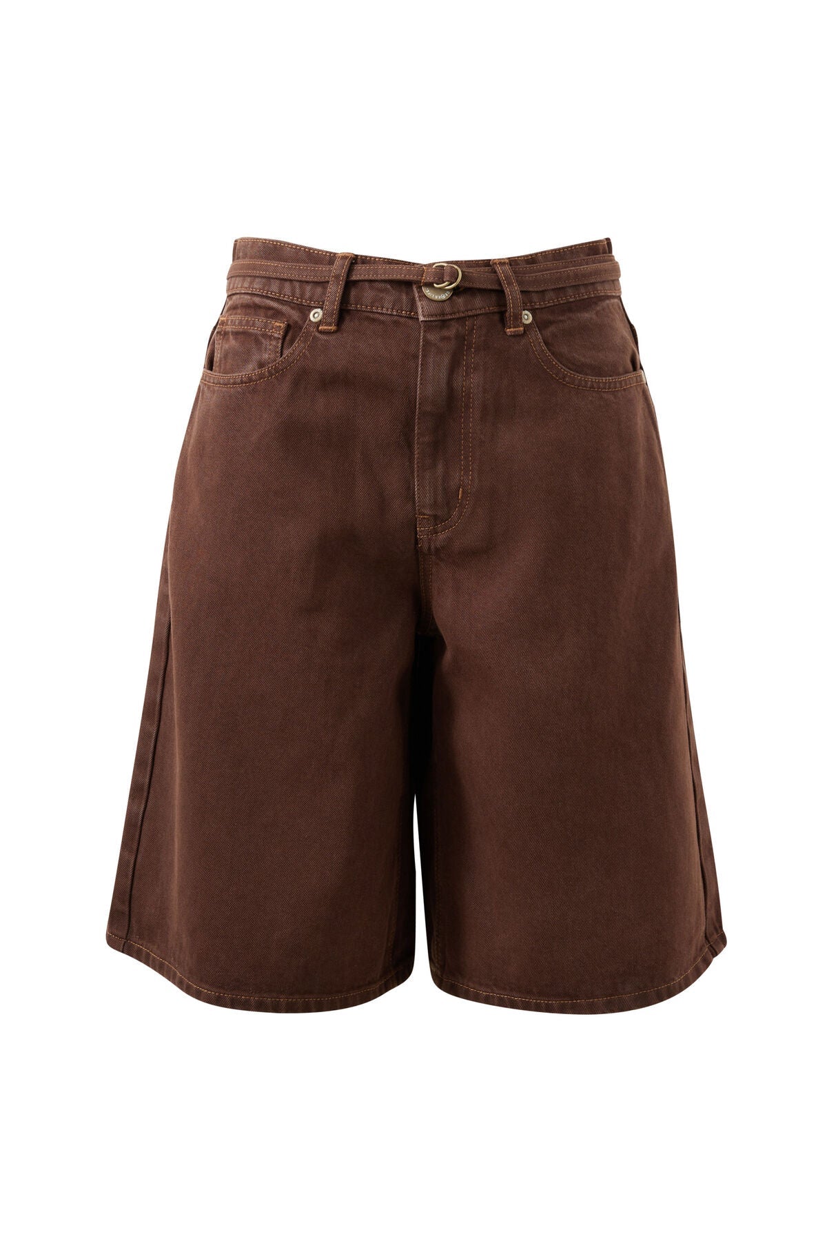 Buy Ceres Life - Olive Belted Denim Short - Chocolate by Ceres Life - at Hamish + Grace