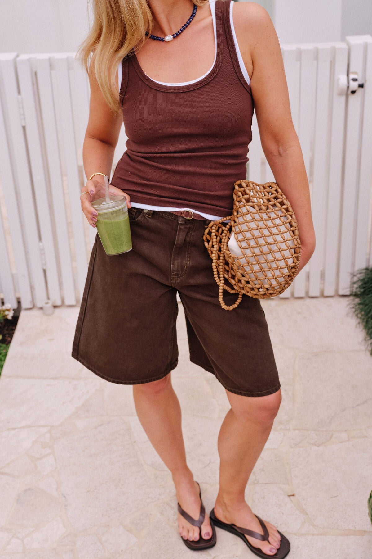 Buy Ceres Life - Olive Belted Denim Short - Chocolate by Ceres Life - at Hamish + Grace