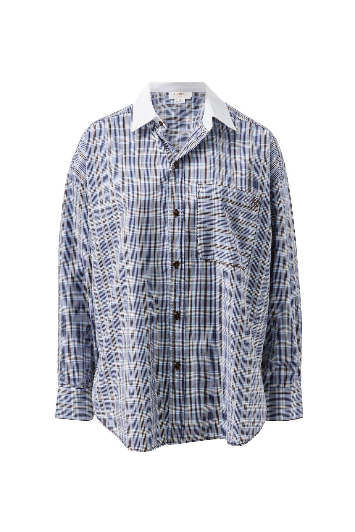 Buy Ceres Life - Peta Oversized Shirt - blue chocolate check by Ceres Life - at Hamish + Grace