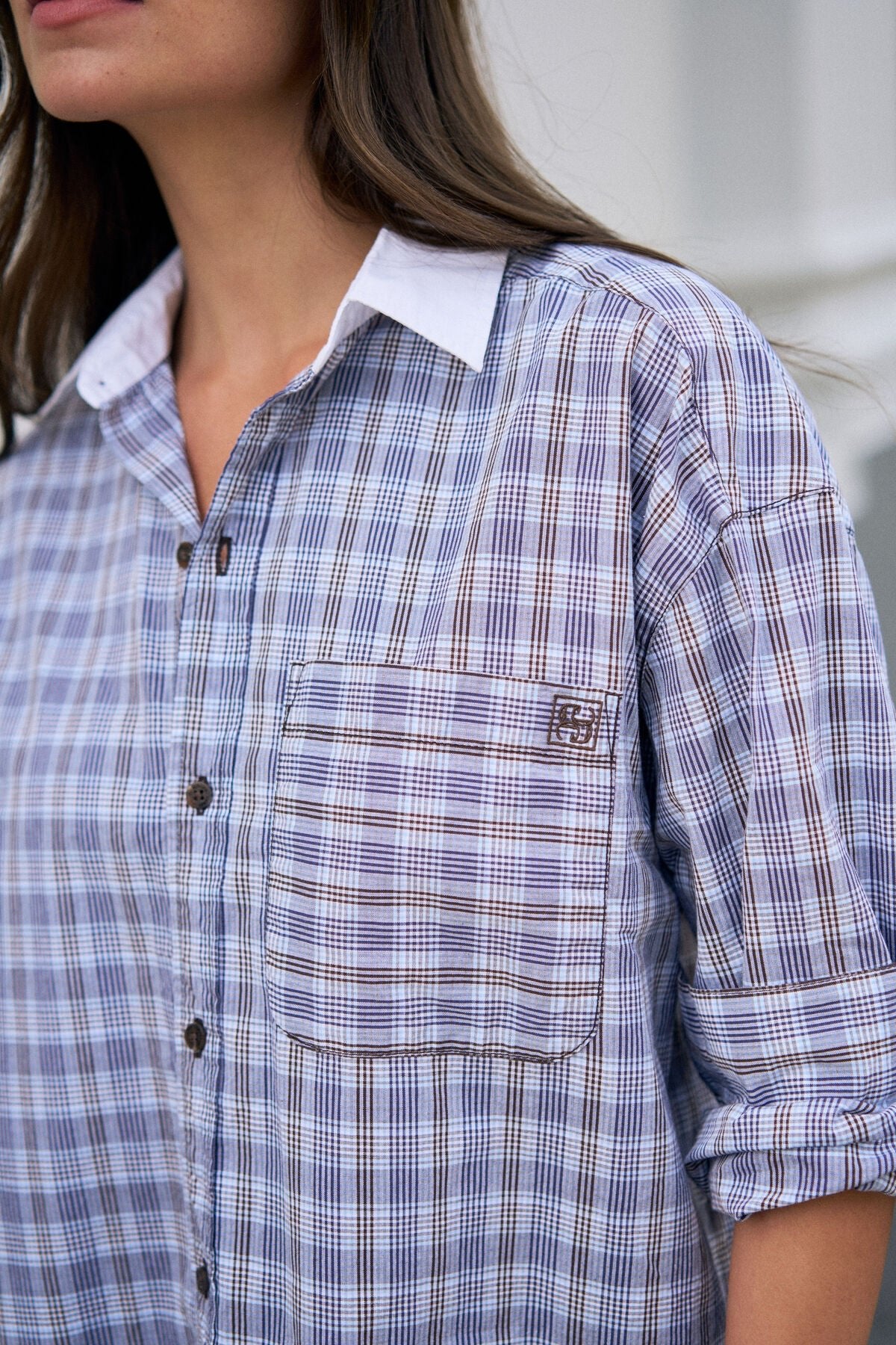 Buy Ceres Life - Peta Oversized Shirt - blue chocolate check by Ceres Life - at Hamish + Grace