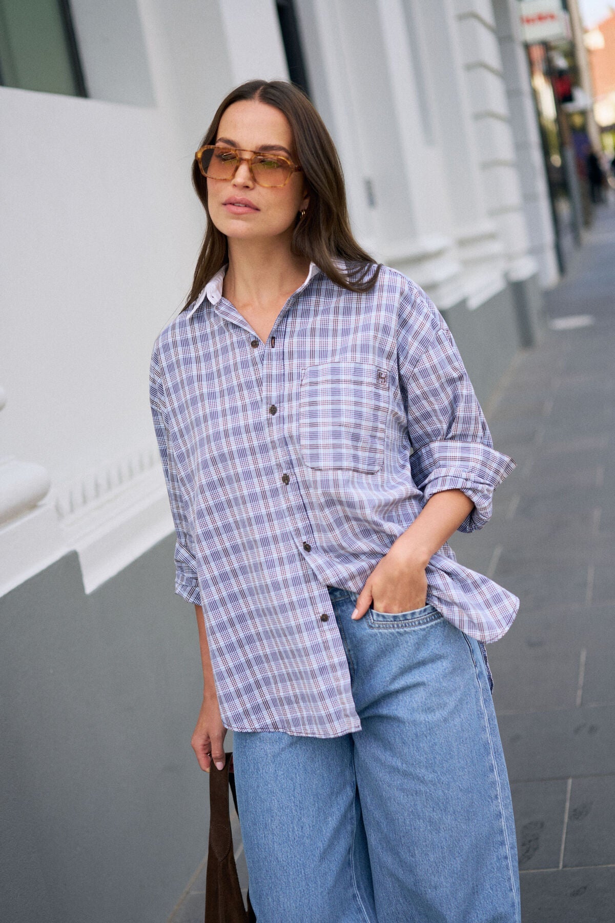 Buy Ceres Life - Peta Oversized Shirt - blue chocolate check by Ceres Life - at Hamish + Grace