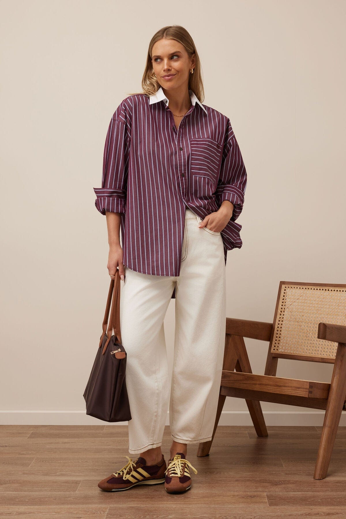 Buy Ceres Life - Peta Oversized Shirt - Burgundy by Ceres Life - at Hamish + Grace