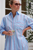 Buy Ceres Life - Peta Oversized Shirt - fresh blue red bold stripe by Ceres Life - at Hamish + Grace