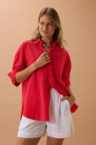 Buy Ceres Life - Peta Oversized Shirt - Red by Ceres Life - at Hamish + Grace