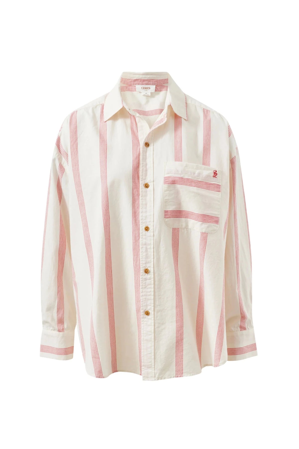 Buy Ceres Life - Peta Oversized Shirt - variegated red stripe by Ceres Life - at Hamish + Grace