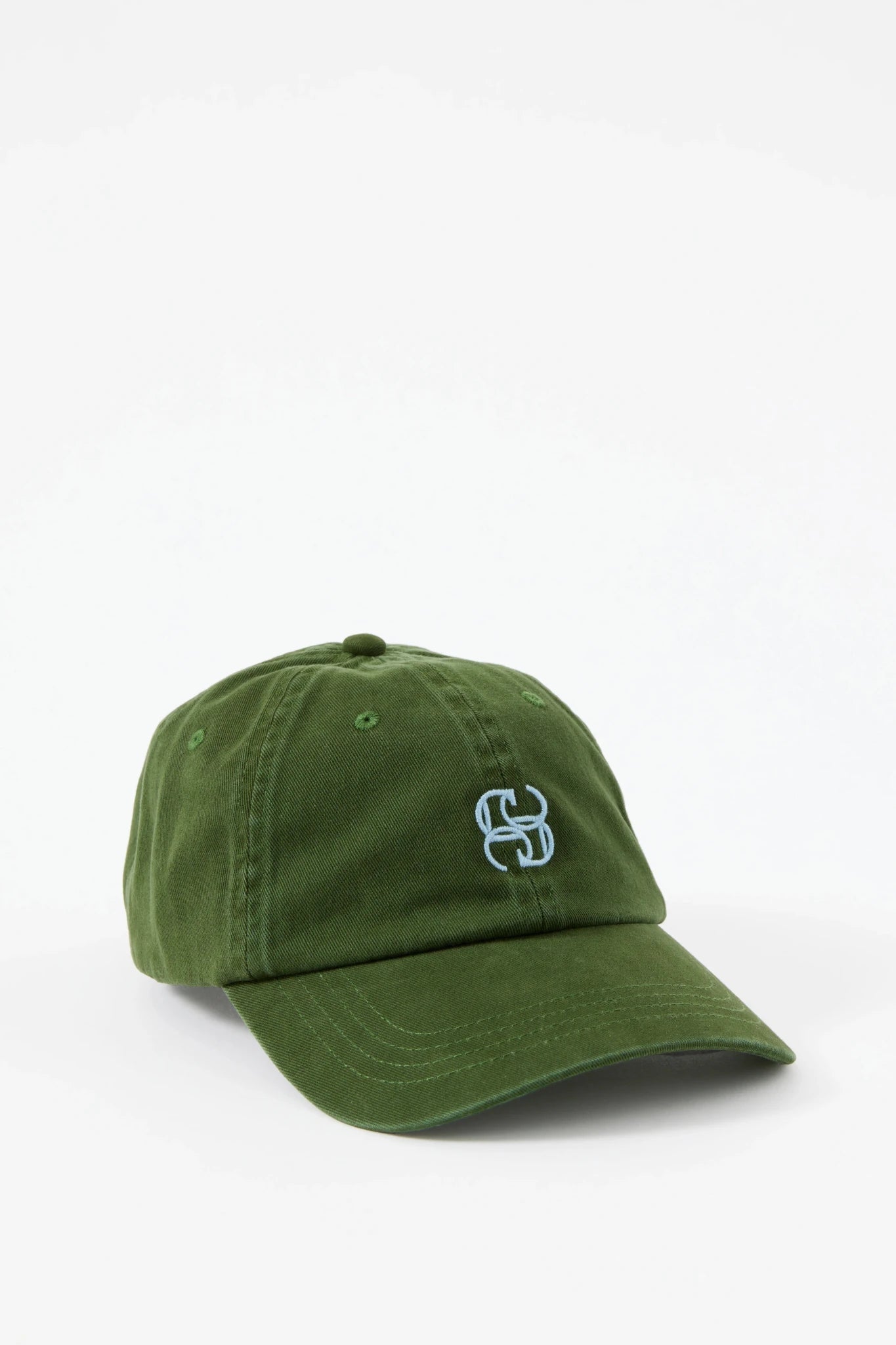 Buy Ceres Life - Pip Everyday Cap - Basil/Fresh Blue Embroidery by Ceres Life - at Hamish + Grace