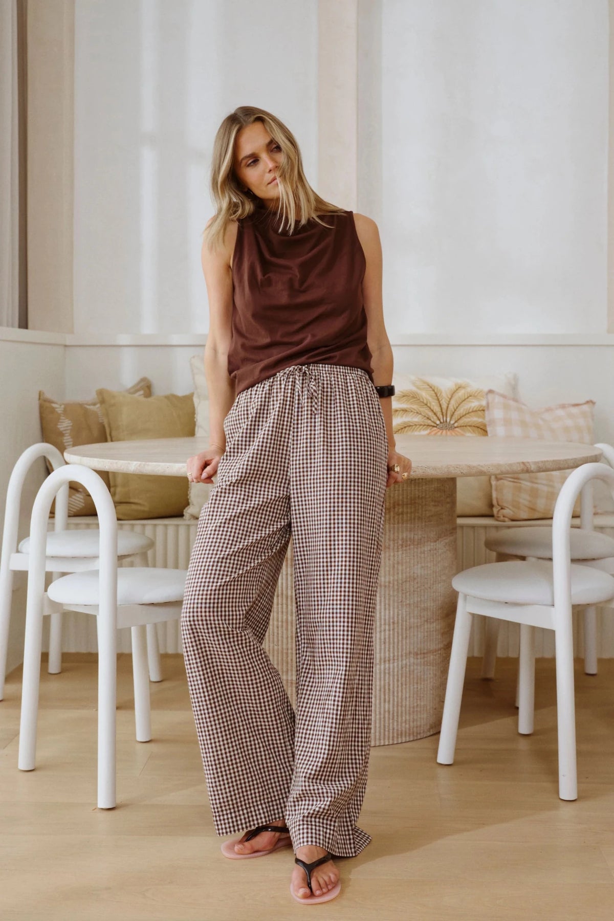 Buy Ceres Life - Resort Pant - Chocolate Gingham Check by Ceres Life - at Hamish + Grace