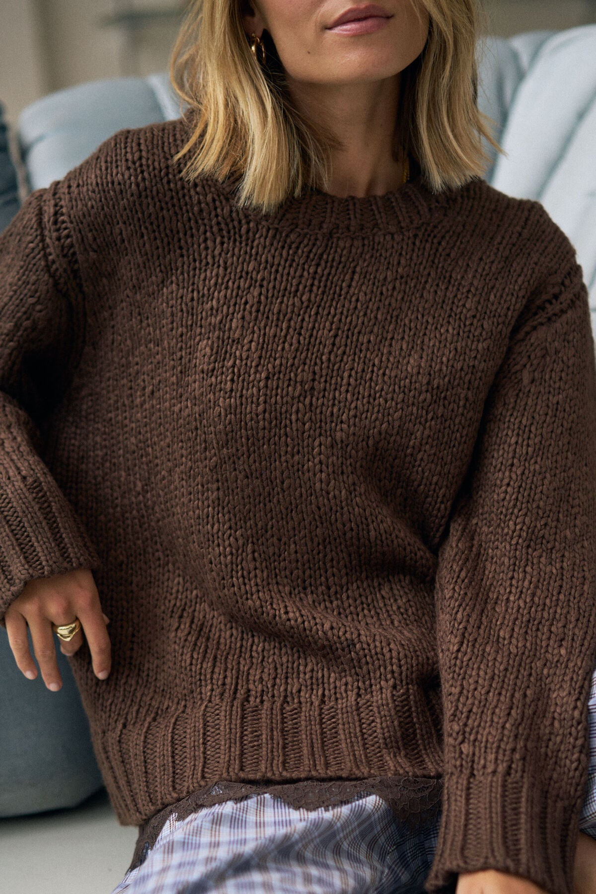 Buy Ceres Life - Sage Chunky Knit Crew - Chocolate by Ceres Life - at Hamish + Grace