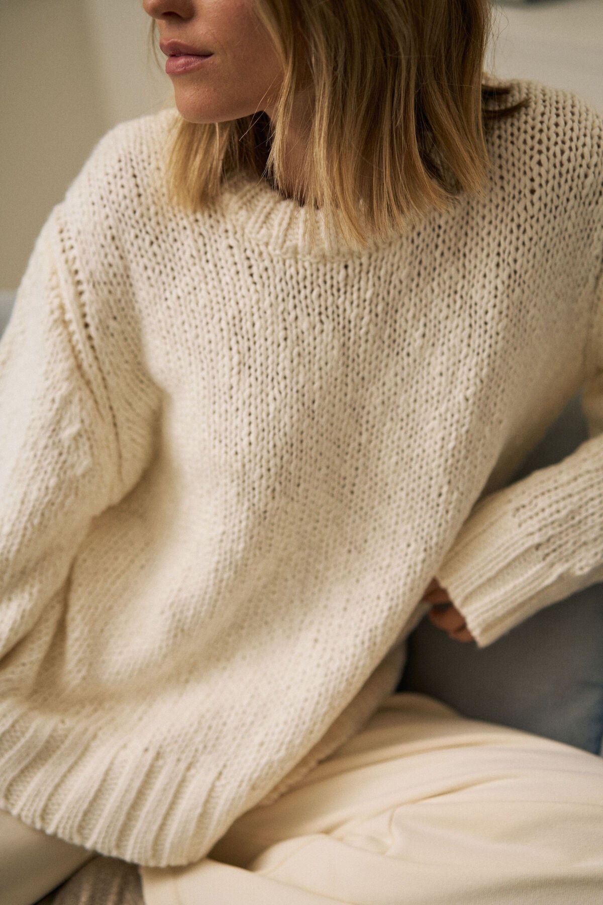 Buy Ceres Life - Sage Chunky Knit Crew - Marshmallow by Ceres Life - at Hamish + Grace