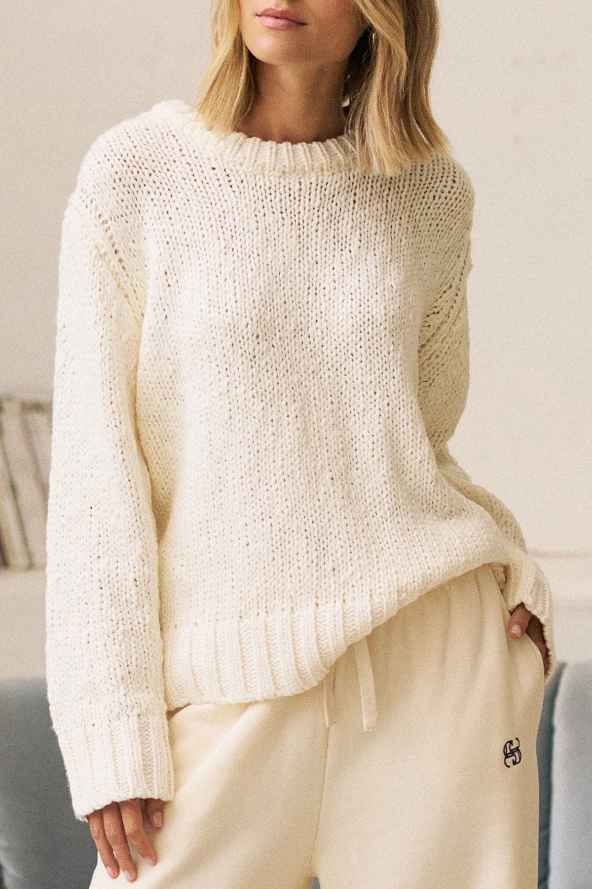 Buy Ceres Life - Sage Chunky Knit Crew - Marshmallow by Ceres Life - at Hamish + Grace