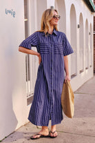Buy Ceres Life - Samara Midi Dress - Prussian Blue Stripe by Ceres Life - at Hamish + Grace