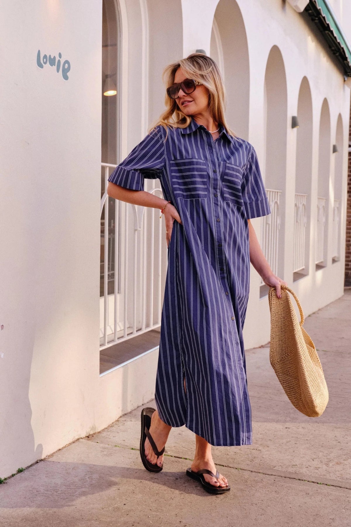 Buy Ceres Life - Samara Midi Dress - Prussian Blue Stripe by Ceres Life - at Hamish + Grace