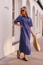 Buy Ceres Life - Samara Midi Dress - Prussian Blue Stripe by Ceres Life - at Hamish + Grace
