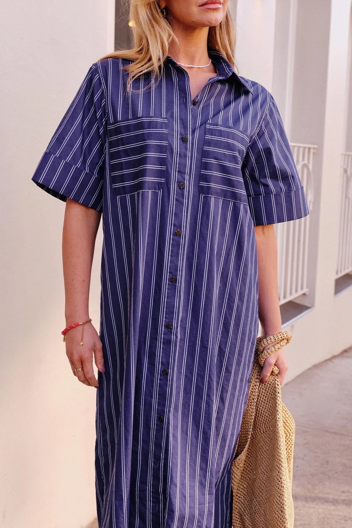 Buy Ceres Life - Samara Midi Dress - Prussian Blue Stripe by Ceres Life - at Hamish + Grace