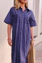 Buy Ceres Life - Samara Midi Dress - Prussian Blue Stripe by Ceres Life - at Hamish + Grace