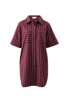 Buy Ceres Life - Sara Mini Dress - Wine Printed Pinstripe by Ceres Life - at Hamish + Grace