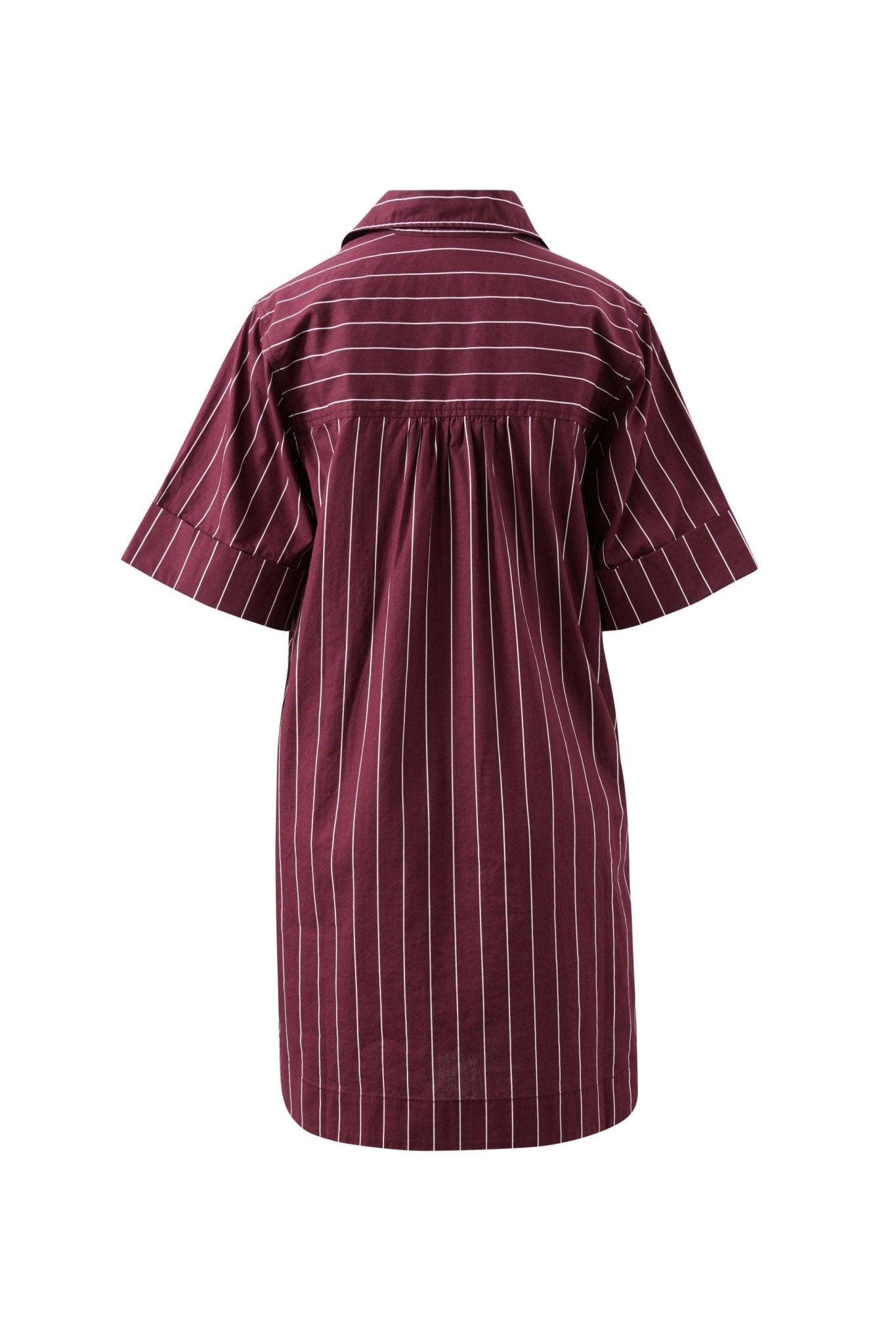 Buy Ceres Life - Sara Mini Dress - Wine Printed Pinstripe by Ceres Life - at Hamish + Grace