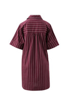 Buy Ceres Life - Sara Mini Dress - Wine Printed Pinstripe by Ceres Life - at Hamish + Grace