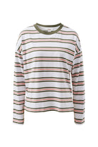 Buy Ceres Life - Scout Slouchy Long Sleeve Tee - white/washed olive stripe by Ceres Life - at Hamish + Grace
