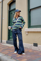Buy Ceres Life - Shelby Slouchy Rugby Top - pistachio/heritage navy stripe by Ceres Life - at Hamish + Grace