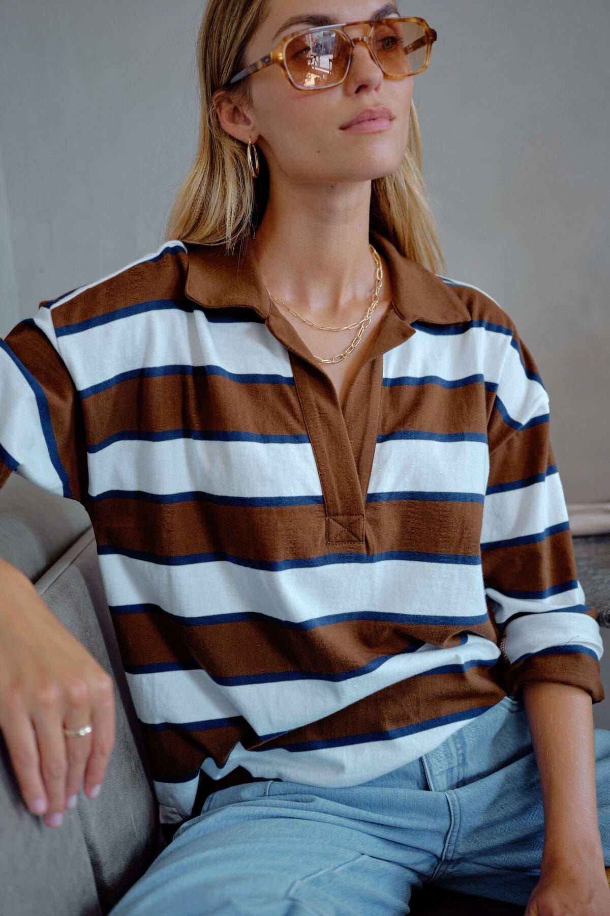 Buy Ceres Life - Shelby Slouchy Rugby Top - Toffee by Ceres Life - at Hamish + Grace