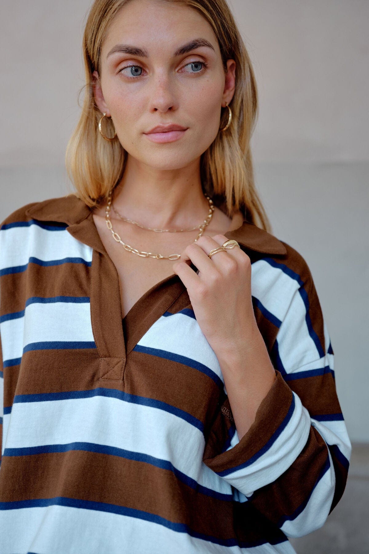 Buy Ceres Life - Shelby Slouchy Rugby Top - Toffee by Ceres Life - at Hamish + Grace