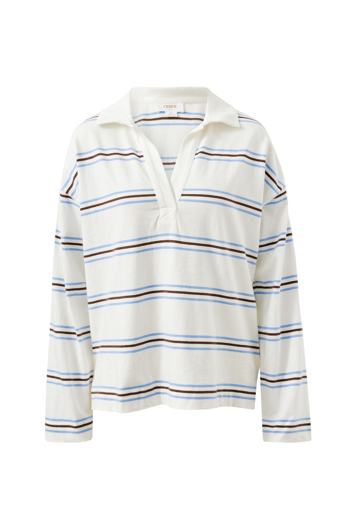 Buy Ceres Life - Shelby Slouchy Rugby Top - vanilla/brunette brown stripe by Ceres Life - at Hamish + Grace