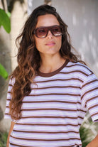 Buy Ceres Life - Stevie Slouchy Tee - brunette orchid stripe by Ceres Life - at Hamish + Grace