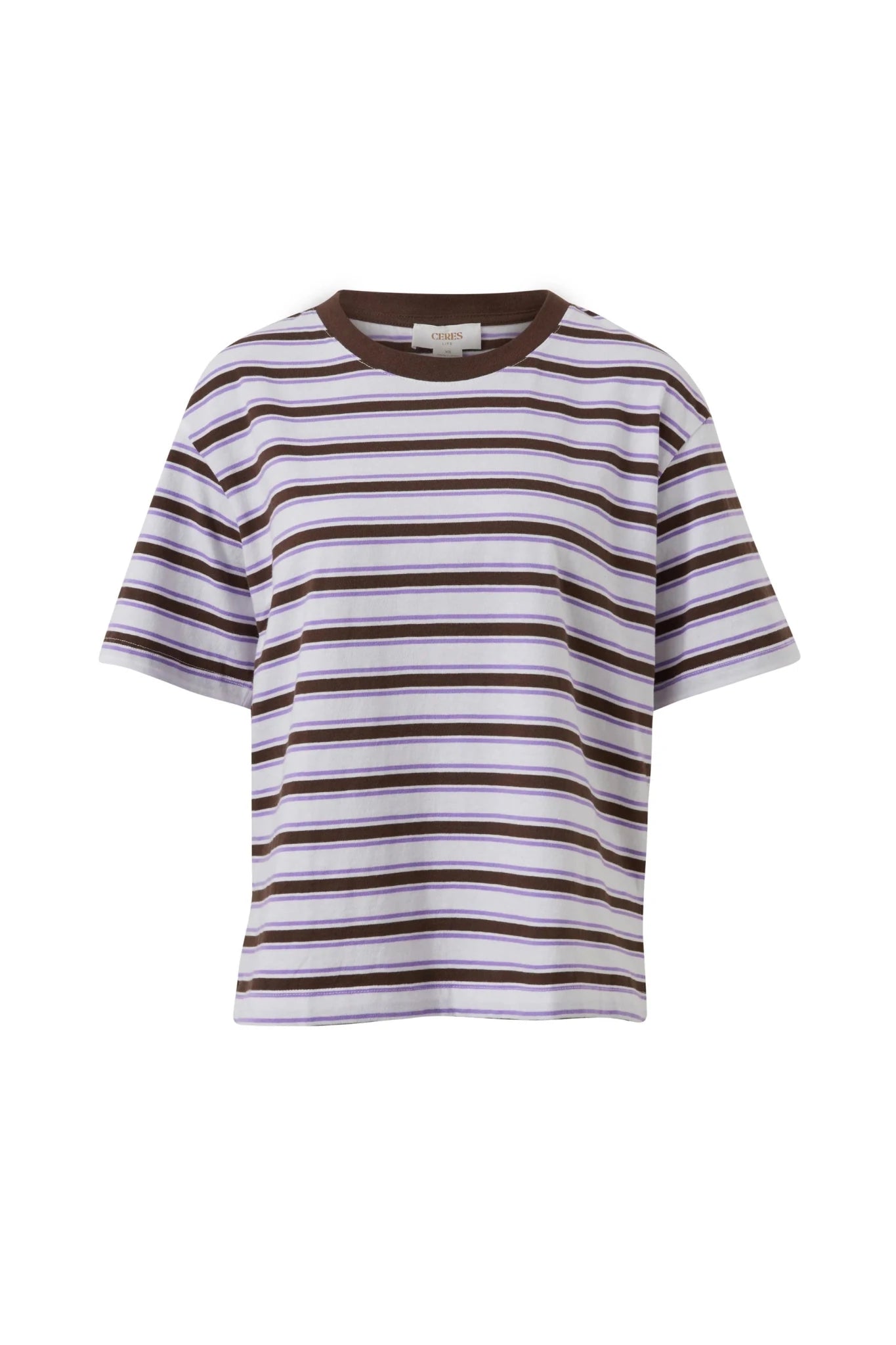 Buy Ceres Life - Stevie Slouchy Tee - brunette orchid stripe by Ceres Life - at Hamish + Grace