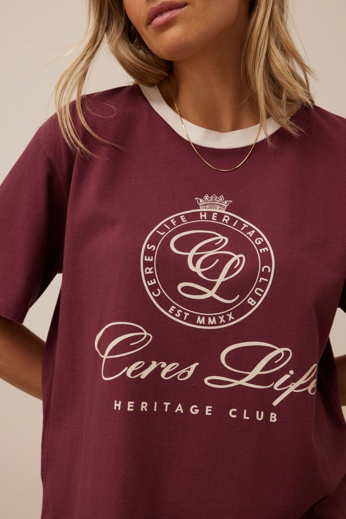 Buy Ceres Life - Stevie Slouchy Tee - Burgundy by Ceres Life - at Hamish + Grace