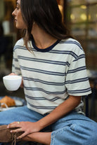 Buy Ceres Life - Stevie Slouchy Tee - Milk/Heritage Navy Stripe by Ceres Life - at Hamish + Grace