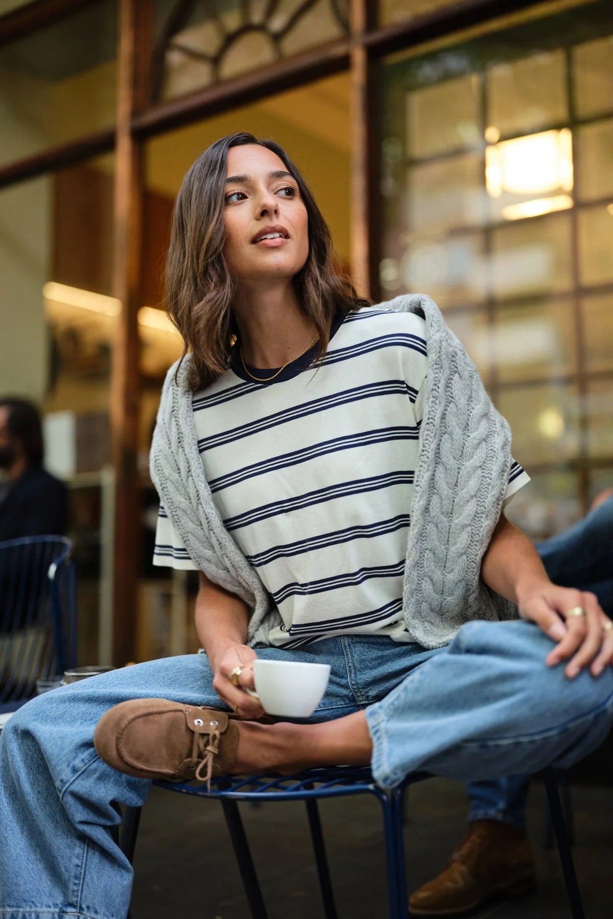 Buy Ceres Life - Stevie Slouchy Tee - Milk/Heritage Navy Stripe by Ceres Life - at Hamish + Grace