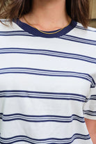 Buy Ceres Life - Stevie Slouchy Tee - Milk/Heritage Navy Stripe by Ceres Life - at Hamish + Grace