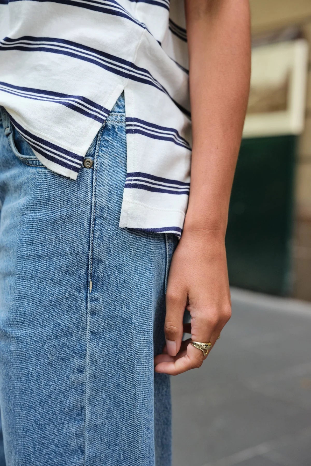 Buy Ceres Life - Stevie Slouchy Tee - Milk/Heritage Navy Stripe by Ceres Life - at Hamish + Grace