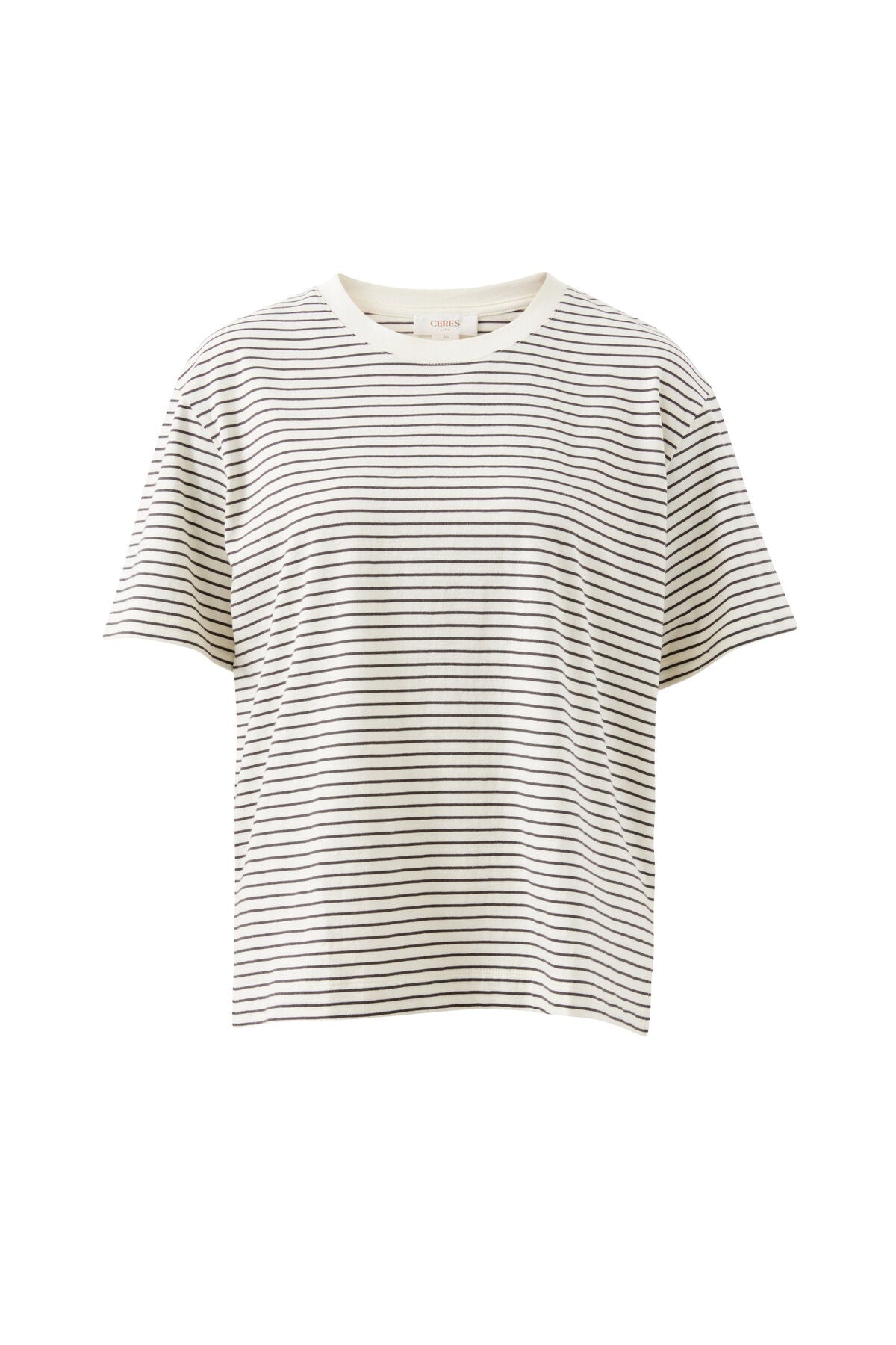 Buy Ceres Life - Stevie Slouchy Tee - milk/phantom fine stripe by Ceres Life - at Hamish + Grace