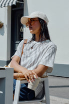 Buy Ceres Life - Stevie Slouchy Tee - milk/phantom fine stripe by Ceres Life - at Hamish + Grace