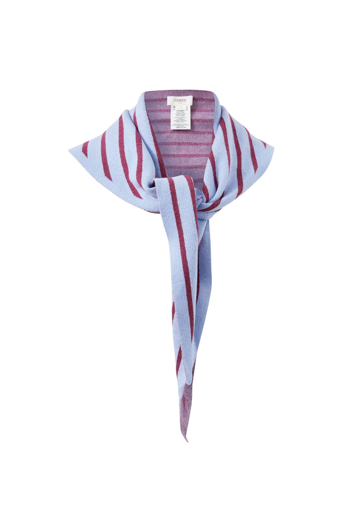 Buy Ceres Life - Sully Triangle Knit Scarf - Sky Blue/Washed Burgundy by Ceres Life - at Hamish + Grace