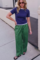 Buy Ceres Life - The Lounge Pant - Green Stripe by Ceres Life - at Hamish + Grace