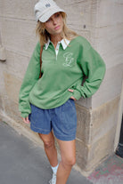 Buy Ceres Life - Wren Rugby Sweat - Pistachio white club logo by Ceres Life - at Hamish + Grace
