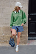 Buy Ceres Life - Wren Rugby Sweat - Pistachio white club logo by Ceres Life - at Hamish + Grace