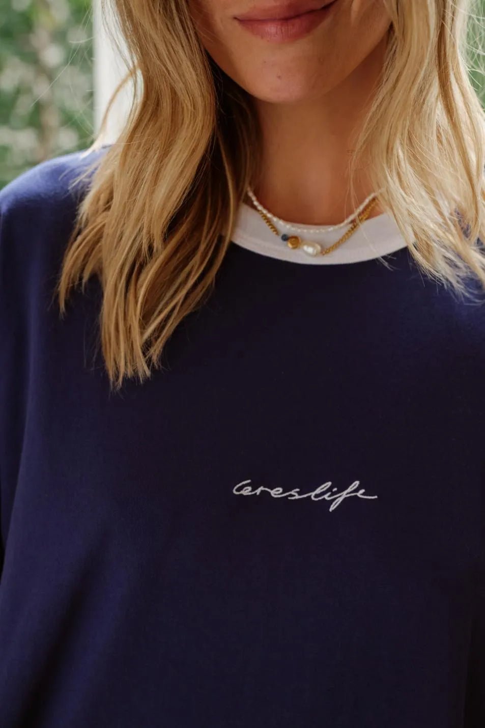 Buy Ceres - Luna Relaxed Tee/Prussian Blue/Ceres Script Embroidery by Ceres Life - at Hamish + Grace