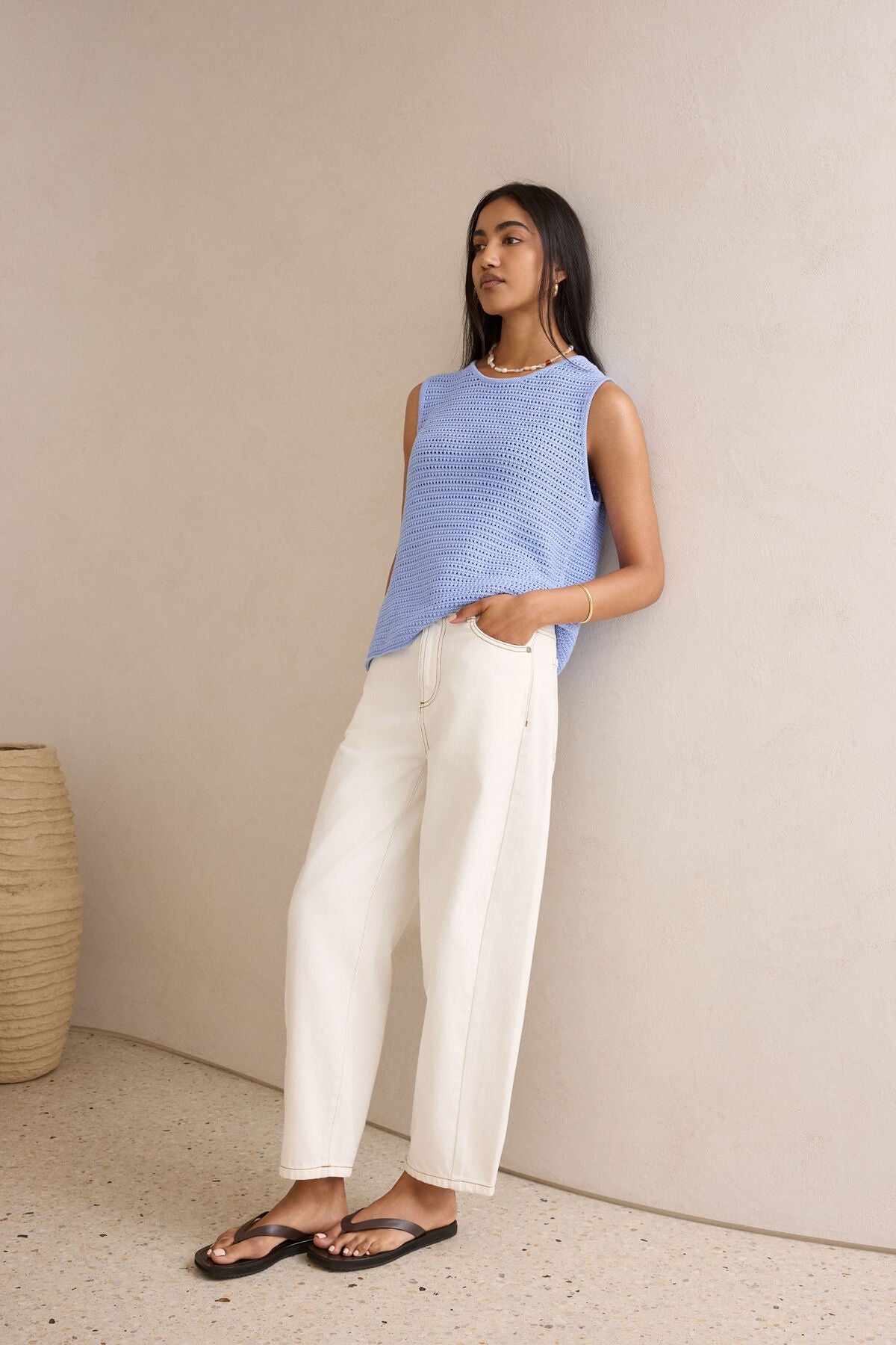 Buy Ceres - Margot Mesh Knit Tank - Sky Blue by Ceres Life - at Hamish + Grace