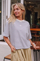 Buy Ceres - Phoebe Premium Tee/Milk/Prussian Blue Stripe by Ceres Life - at Hamish + Grace